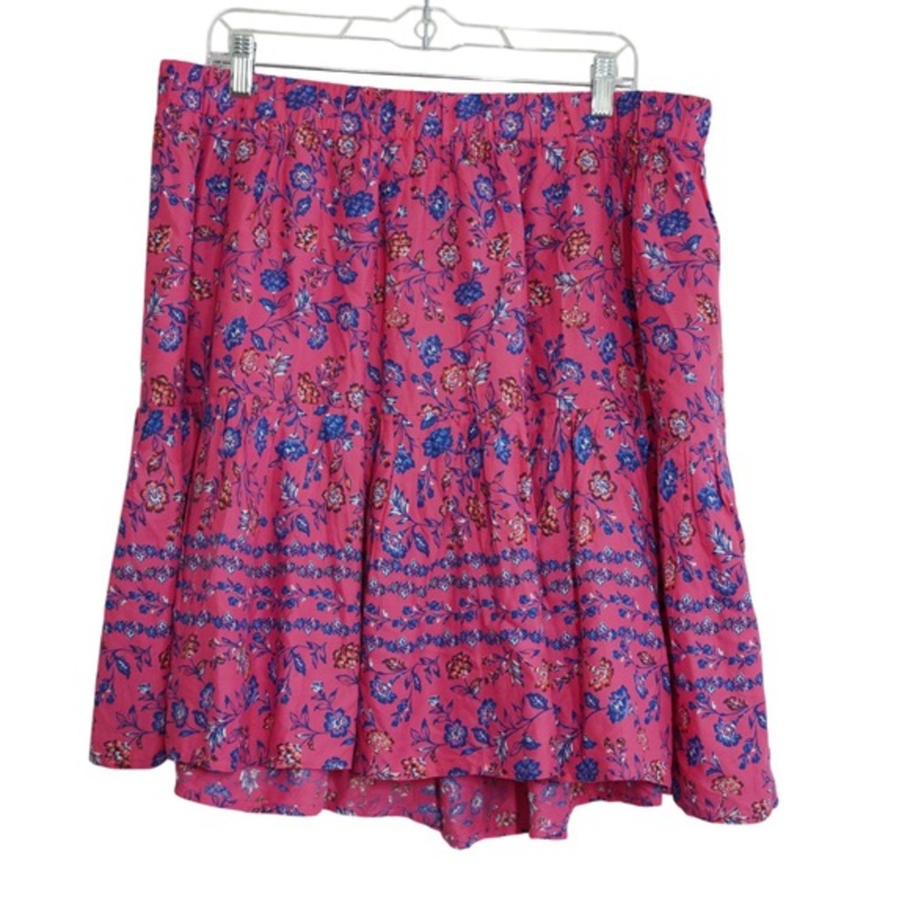 Lane Bryant Size 18/20 Pink Floral Tiered Mini Skirt Summer‎ Vacation Casual